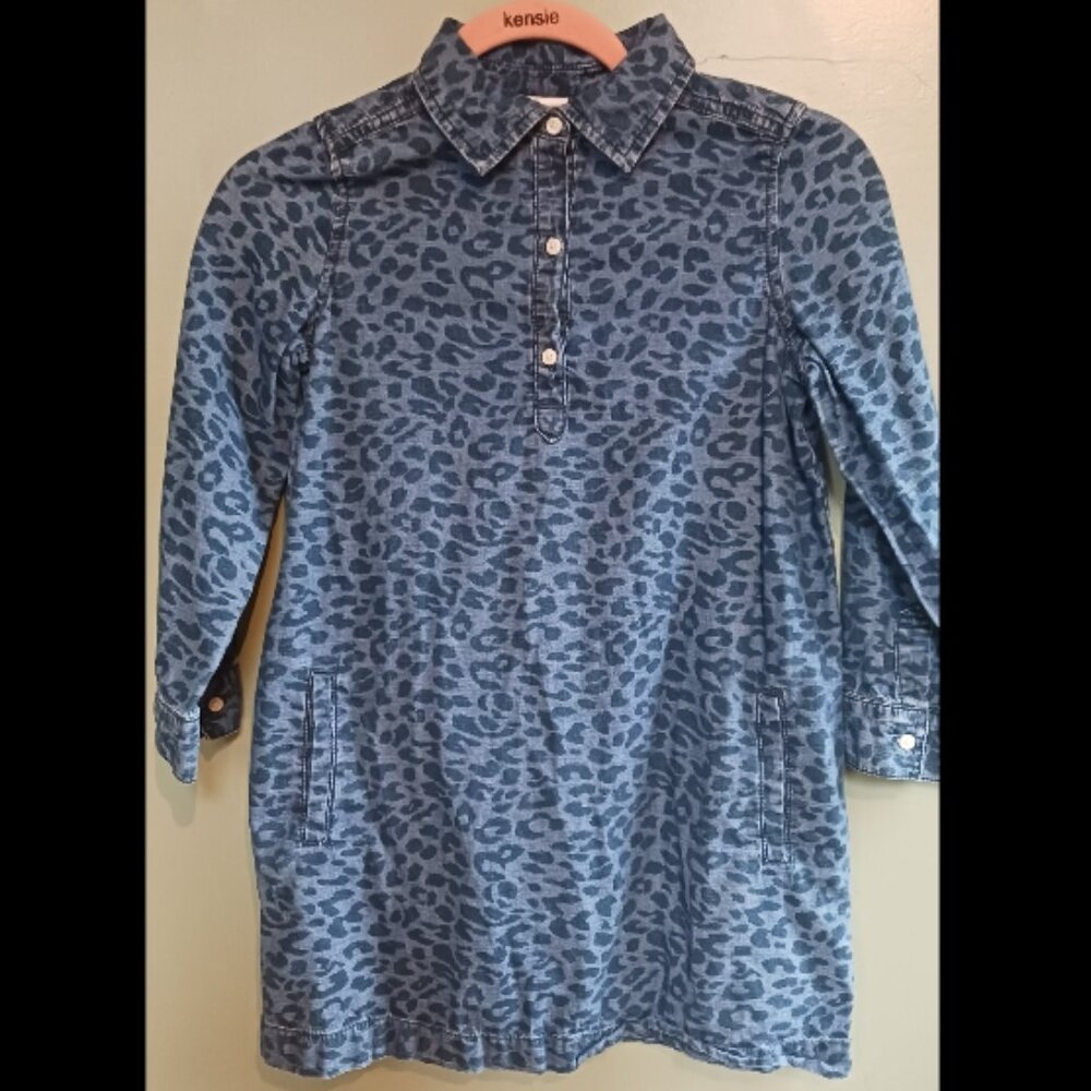 Leopard-Print Denim Size 10 Girl's Dress